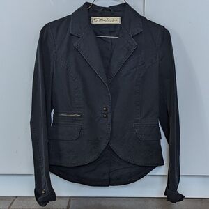 Y2K SB Suzy Blues Vintage Denim High Low Boyfriend Blazer Jacket Fall Size XS …